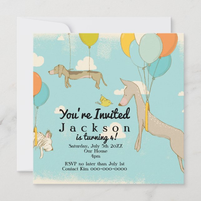 Illustrated Children's Birthday Party Invitations (Front)