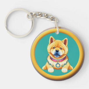 Illustrated Chow Chow Dog Keychain