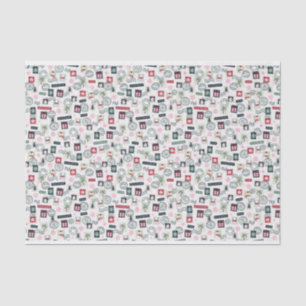 Illustrated Christmas Mail Stamps Tissue Paper