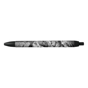 Illustrated Christmas Nativity Scene Black Ink Pen