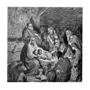 Illustrated Christmas Nativity Scene Tile