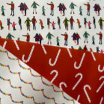 Illustrated Christmas Variety Wrapping Paper Sheet<br><div class="desc">Illustrated candy canes on red,  ice skaters and rainbow pom pom holiday garland illustrations.</div>