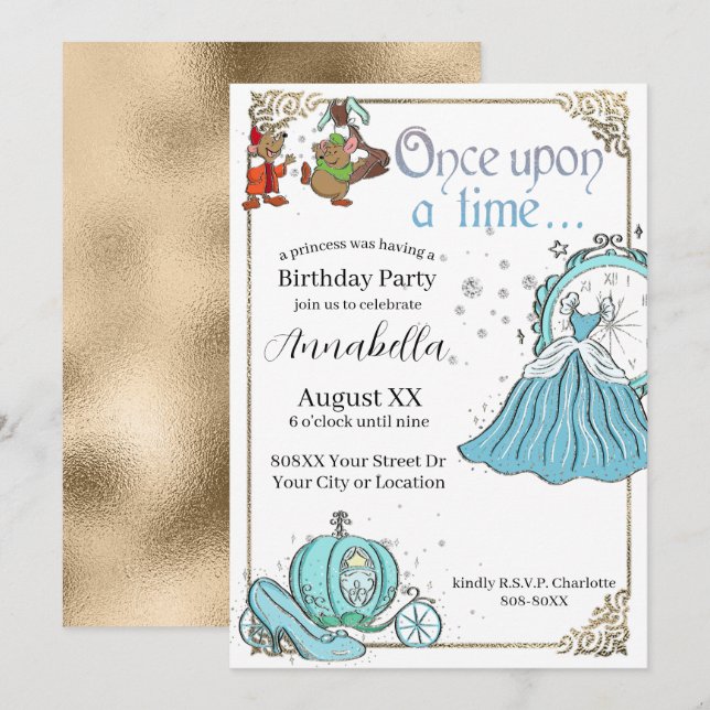 Illustrated Cinderella Fairy Tale Theme Invitation (Front/Back)