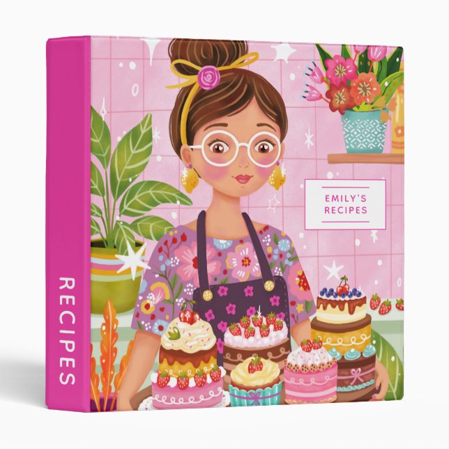 Illustrated Cookbook Bakery Personalized Recipe Binder (Front/Spine)
