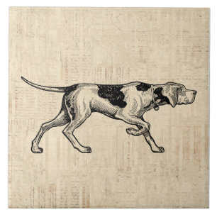 Illustrated Dog Art with a Script Style Tile