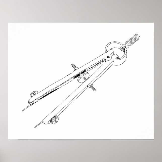 Illustrated Drafting Compass Poster (Front)