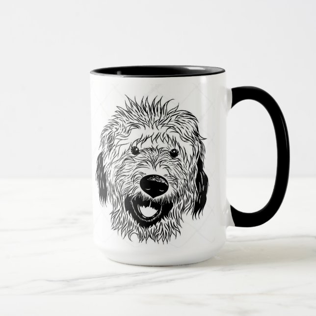Illustrated drawing of Goldendoodle Mug (Right)