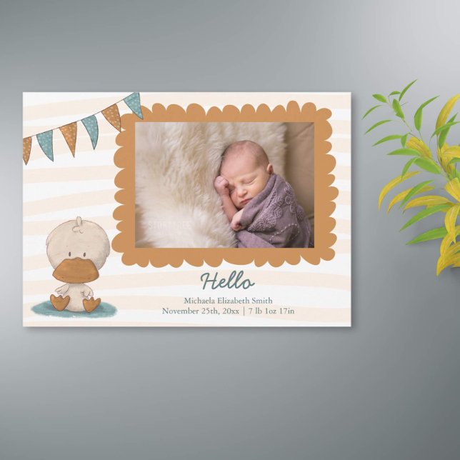 Illustrated Duck with Baby Photo Frame Birth  Announcement (Creator Uploaded)
