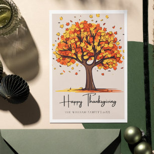 Illustrated fall trees holiday happy thanksgiving