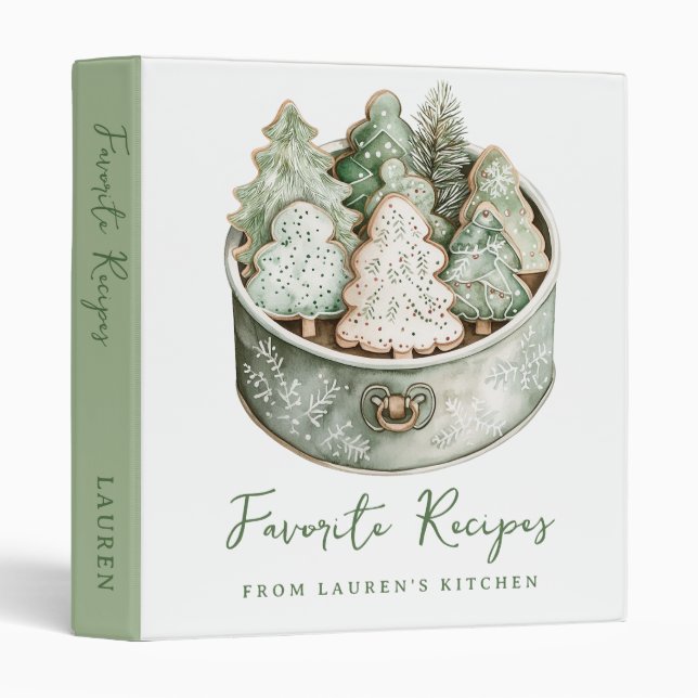 Illustrated Favourite Recipes Watercolor Holiday Binder (Front/Spine)
