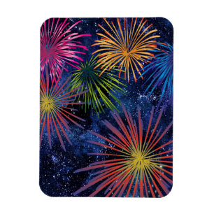 Illustrated Fireworks Magnet Dark Sky