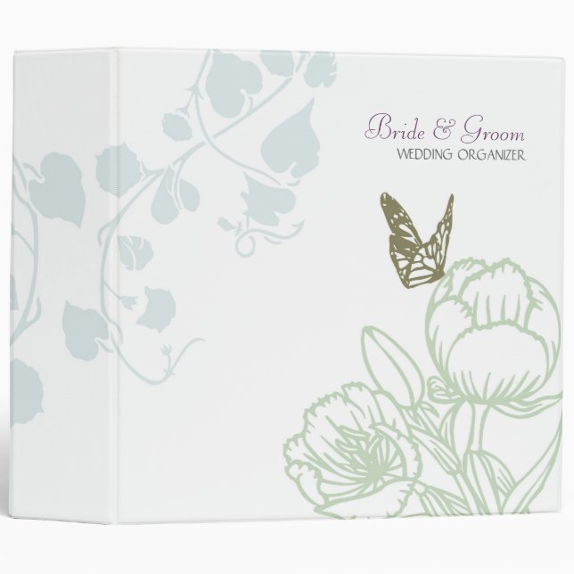 Illustrated Flora & Butterfly Spring Wedding Binder (Front/Spine)