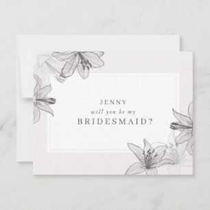 Illustrated Floral Lilies Bridesmaid Proposal Card