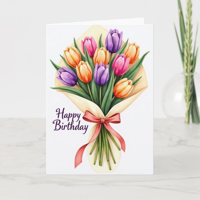 Illustrated Flower Birthday Card (Front)