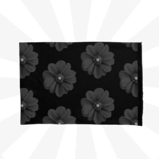 "Illustrated Flower in Black Grey Pattern" Pillowcase
