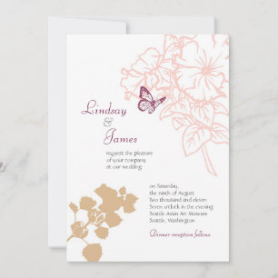 Illustrated Flowers & Butterfly Garden Wedding Invitation