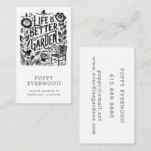 Illustrated Gardener Landscaper Business Card