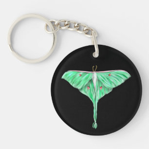 Illustrated Green Lunar Moth Keychain