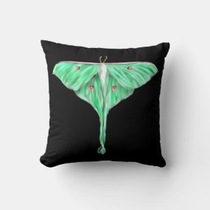 Illustrated Green Lunar Moth Throw Pillow