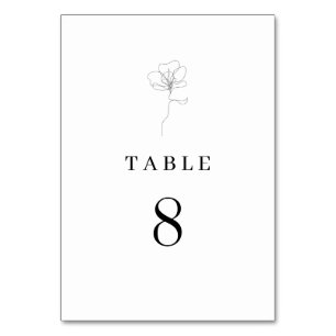 Illustrated hand drawn flower table card