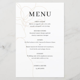 Illustrated Hand drawn flower wedding menu card