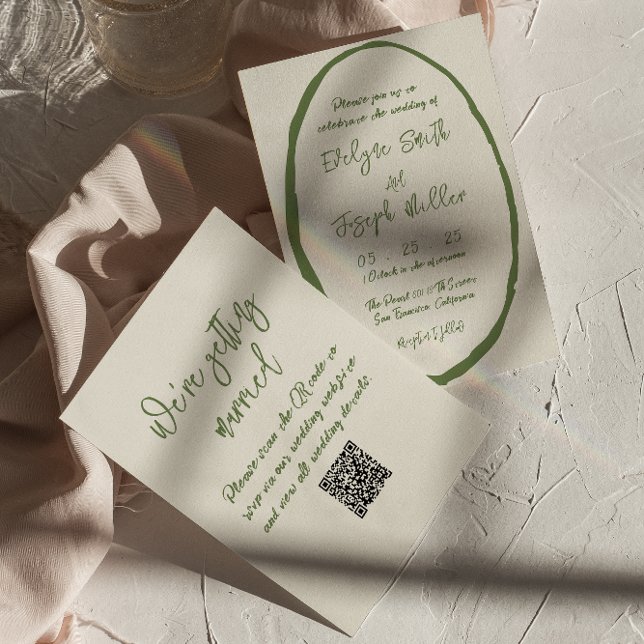 Illustrated Hand Drawn Written QR Code Wedding   Invitation (Creator Uploaded)