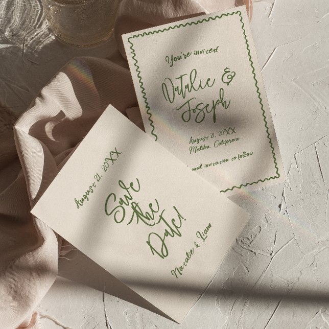 Illustrated Hand Written Scribble Modern Wedding Save The Date (Creator Uploaded)