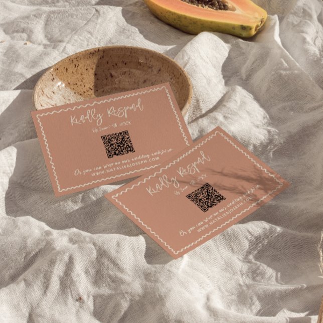 Illustrated Handwritten Drawn QR Code Wedding RSVP Card (Creator Uploaded)
