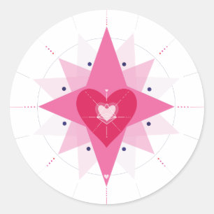 Illustrated Heart Pink Red Circle Sticker