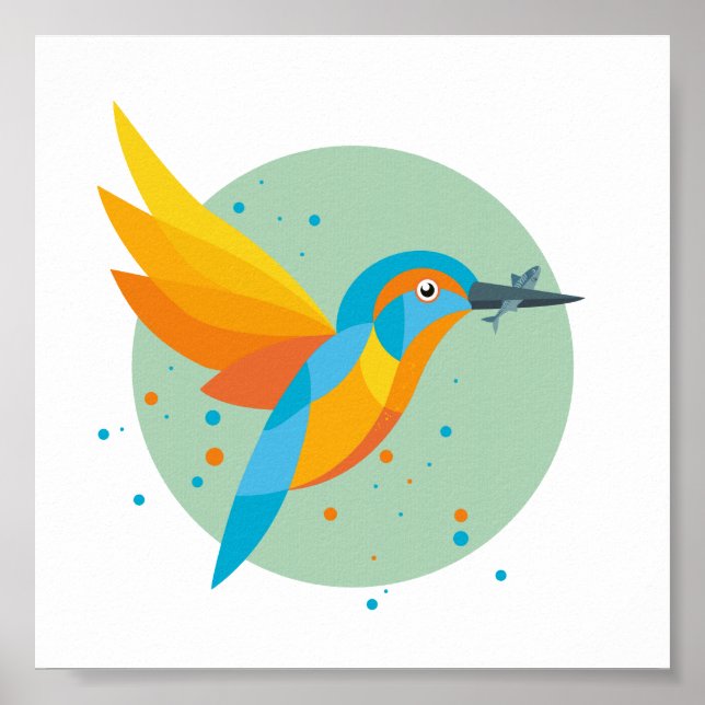 Illustrated Kingfisher Poster (Front)