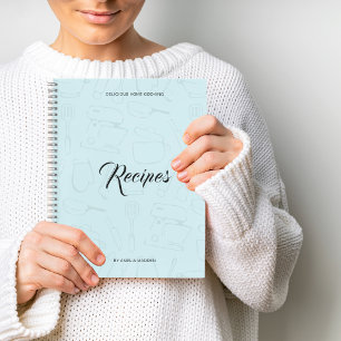 Illustrated Kitchen Utensils Personalized Recipe N Notebook