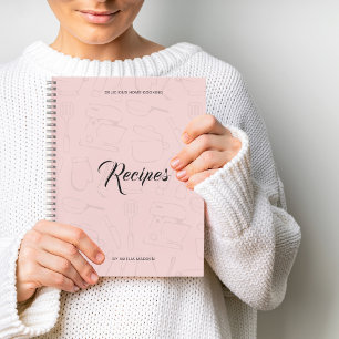 Illustrated Kitchen Utensils Personalized Recipe Notebook