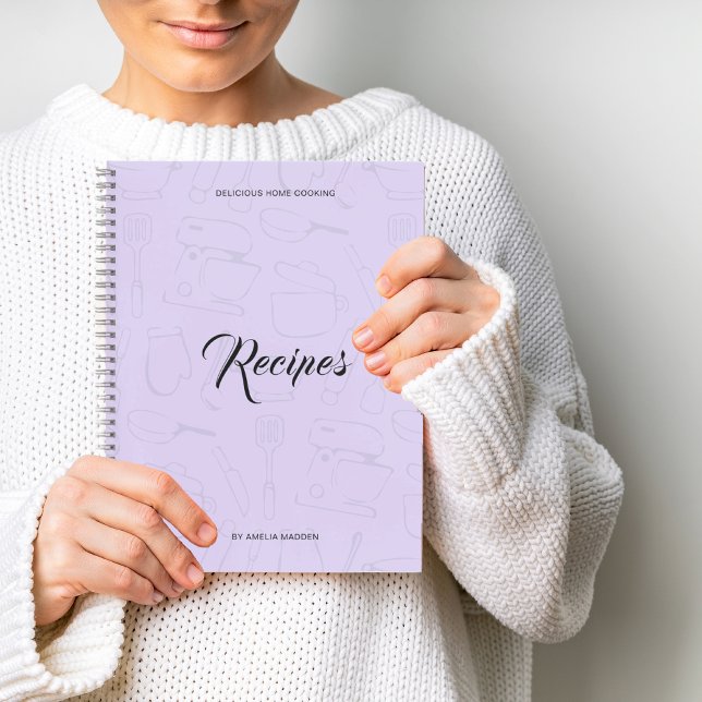 Illustrated Kitchen Utensils Personalized Recipe Notebook (Creator Uploaded)
