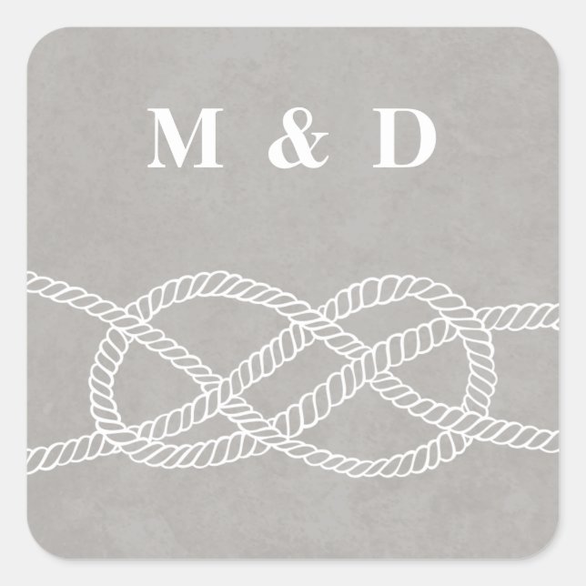Illustrated Knot Envelope Seal Sticker - Grey (Front)