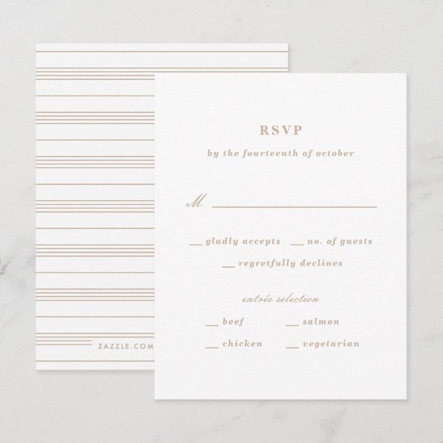 Illustrated Knot Nautical RSVP Card - Tan (Front/Back)