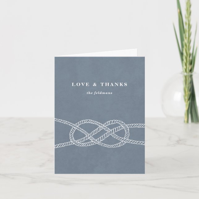 Illustrated Knot Thank You Card - Blue Grey (Front)