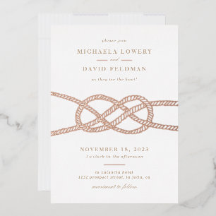 Illustrated Knot Wedding Invitation - Tan