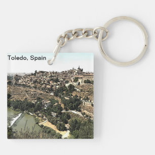 Illustrated Landscape Art of Toledo, Spain Keychain