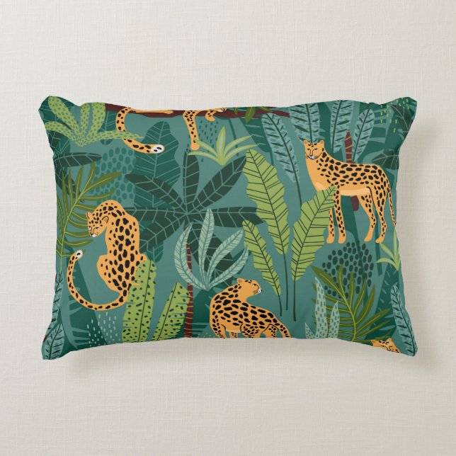 Illustrated Leopard design Accent Pillow (Front)