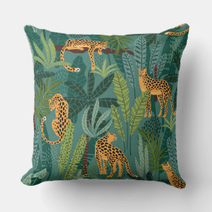 Illustrated leopard design throw pillow