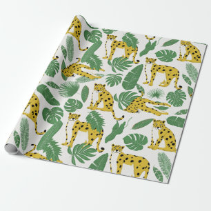 Illustrated Leopard jungle Wrapping paper