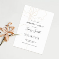 Illustrated line art birthday party invitation