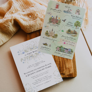 Illustrated Love Story Map Rehearsal Dinner Invitation