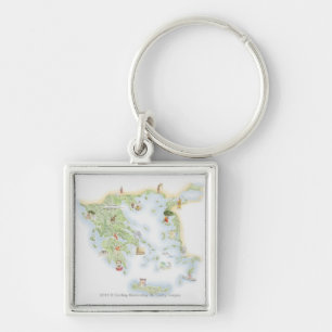 Illustrated map of Ancient Greece Keychain