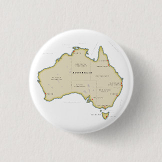 Illustrated map of Australia 1 Inch Round Button