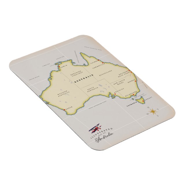 Illustrated map of Australia Magnet (Right Side)