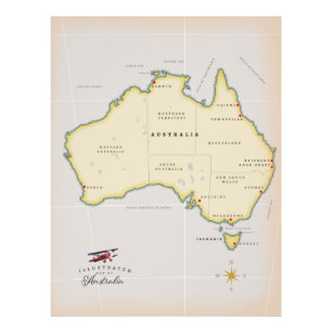 Illustrated map of Australia Photo Print