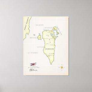 Illustrated Map of Bahrain Canvas Print