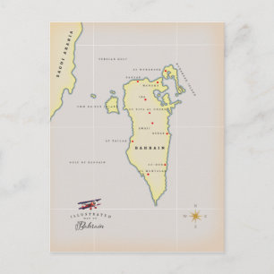Illustrated Map of Bahrain Postcard