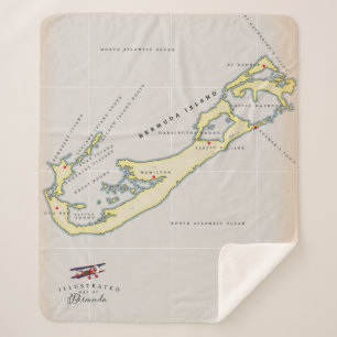 Illustrated map of Bermuda Sherpa Blanket